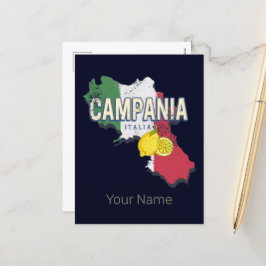 Kampanien Italien Retro Region Karta Vintage Souve Helg Vykort