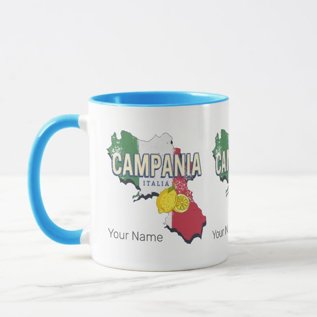 Kampanien Italien Retro Region Karta Vintage Souve Mugg (Vänster)