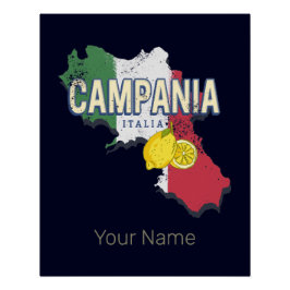 Kampanien Italien Retro Region Karta Vintage Souve Perfect Poster