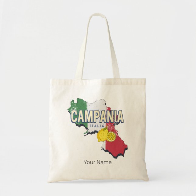 Kampanien Italien Retro Region Karta Vintage Souve Tygkasse (Framsidan)
