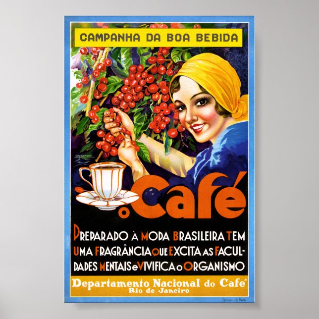 Kampanj Da Boa Bebida Kaffe Vintage Annonsplansche Poster (Framsidan)