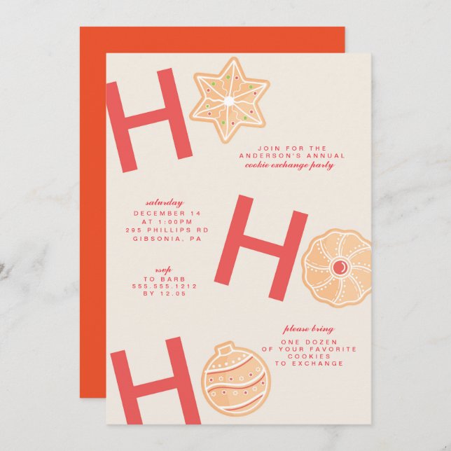 Kampanj för Exchange-parti för julcookie Inbjudningar (Fram/baksida)