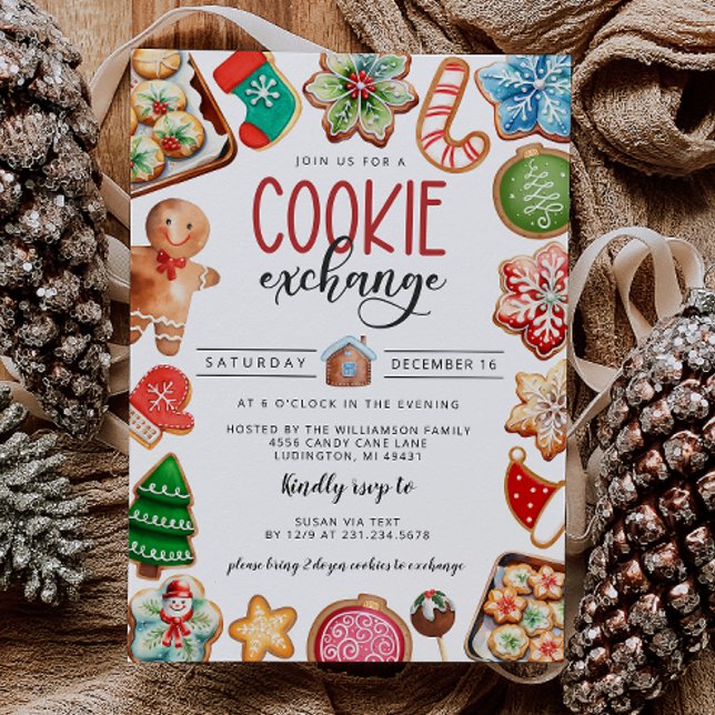 Kampanj för Exchange-parti för julcookie Inbjudningar (Christmas Cookie Exchange Party Invitation)