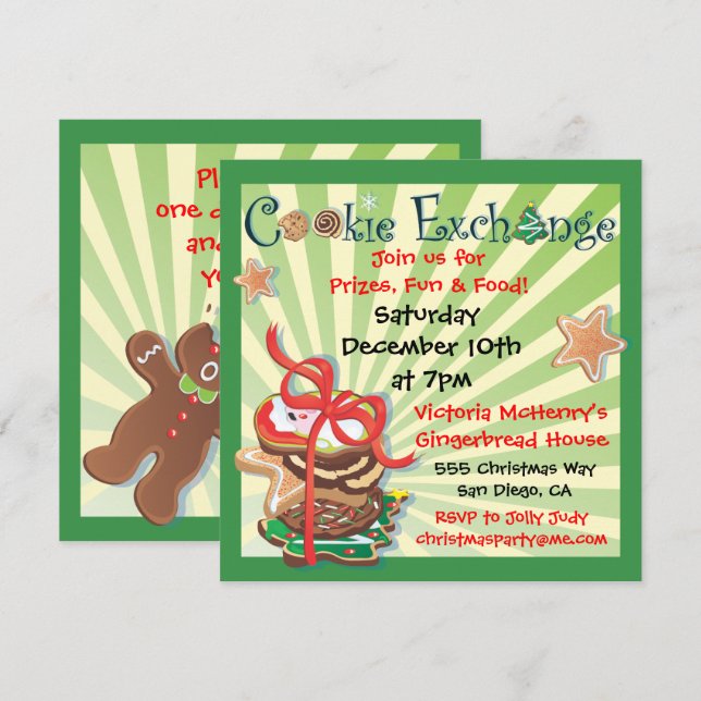 Kampanj för Exchange-parti för julcookie Inbjudningar (Fram/baksida)