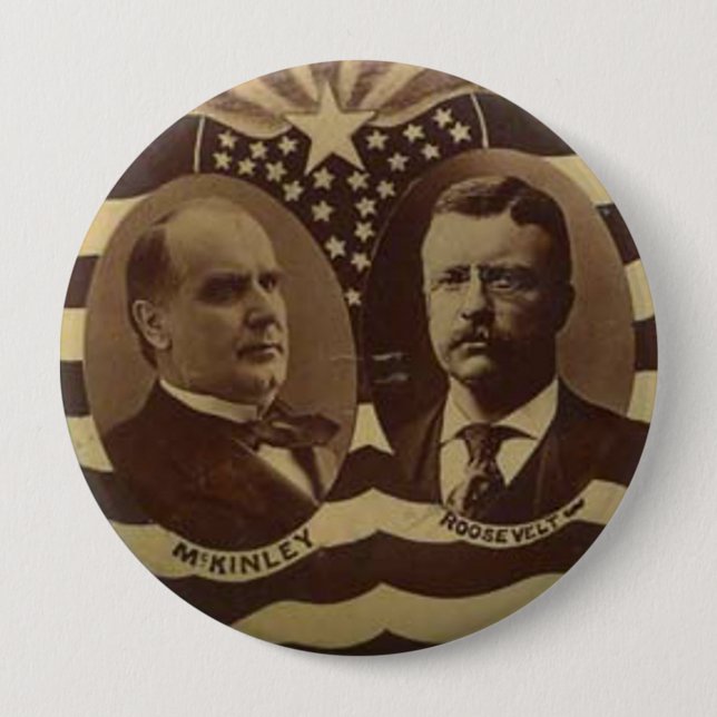 Kampanj för McKinley/Roosevelt Button Knapp (Framsida)
