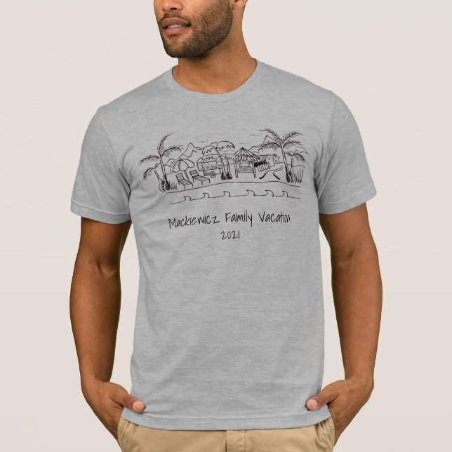 Kampanj för stranden i teckning i familjen Vacatio T Shirt (Framsida)