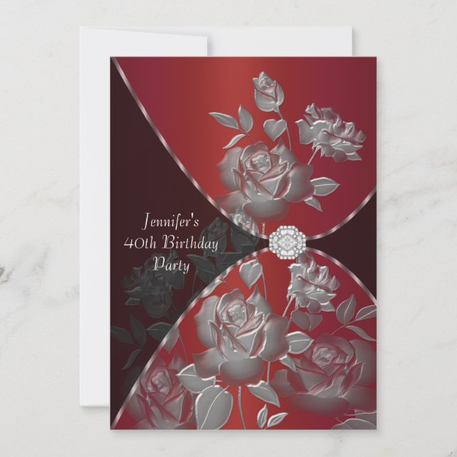 Kampanj från röd ros till 40:e födelsedagspartiet inbjudningar (Framsida)