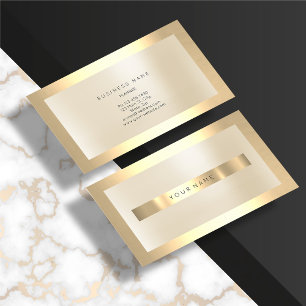 Kampanj Guld Glas Ram Metallisk Minimal Elfenben Visitkort