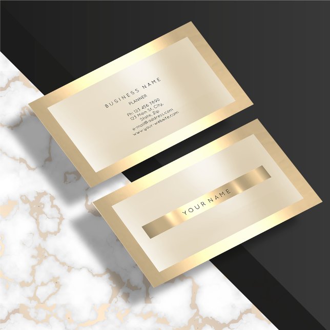 Kampanj Guld Glas Ram Metallisk Minimal Elfenben Visitkort (Champaign Gold Glass Frame Metallic Minimal Ivory Business Card)