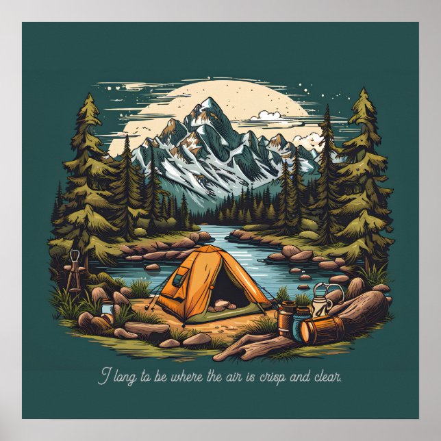 Kampanj i Rocky mountains Lägg till textbild Poster (Framsidan)