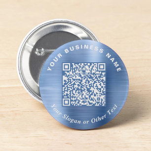 Kampanj QR-kod för företag, blå knappnål Knapp