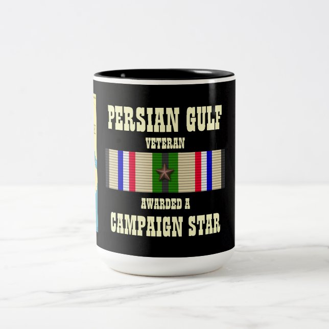 KAMPANJ STAR PERSIAN BUKT KRIG VETERAN Två-Tonad MUGG (Center)