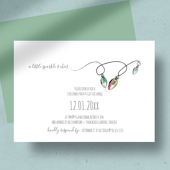 Kampanj till julklapp för Exchange-parti Anteckningskort (Christmas party invitations feature line art holiday lights in a minimalist design)