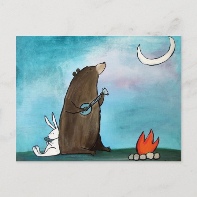 Kampanjbjörn Whimsical Storybook Art Vykort (Framsida)