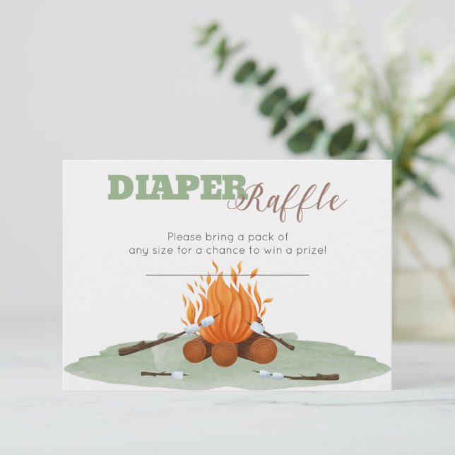 Kampanjens bonfire Shower Diaper Raffle Card Inbjudningar (Stående Fram)
