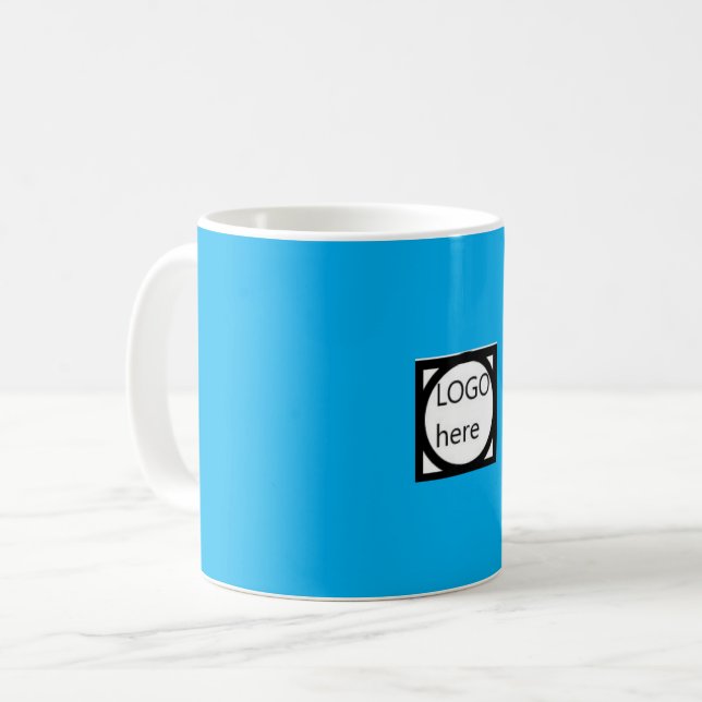 Kampanjkaffemugge med din LOGO! Blå Kaffemugg (Framsida vänster)
