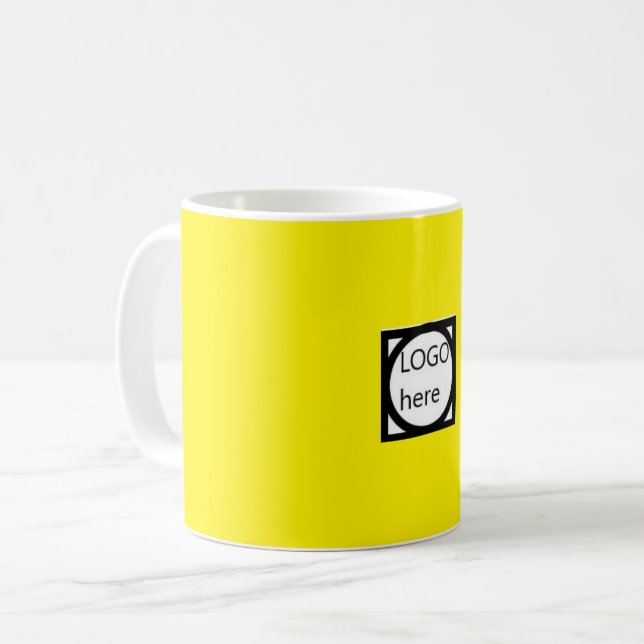 Kampanjkaffemugge med din LOGO! Gul Kaffemugg (Framsida vänster)