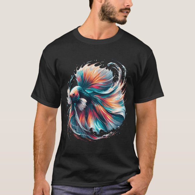 Kämpar Mina Demoner Betta Fisk Spegel Meme T Shirt (Framsida)