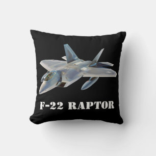 Kämpejet för rovfågel F-22 på svart Kudde