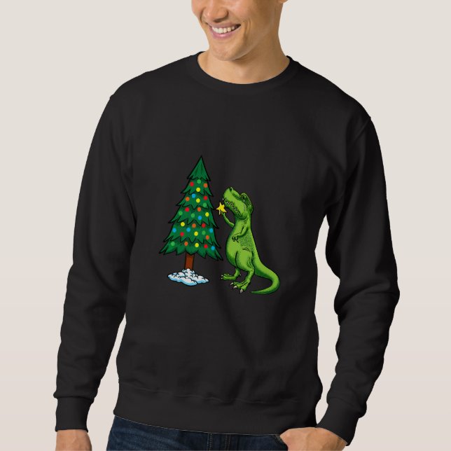 Kampen är äkta dinosaur Julgran Star Cute Lång Ärmad Tröja (Framsida)