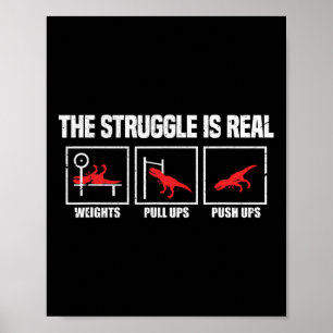 Kampen är en riktig Dinosaur Gym Workout Bodybuil Poster