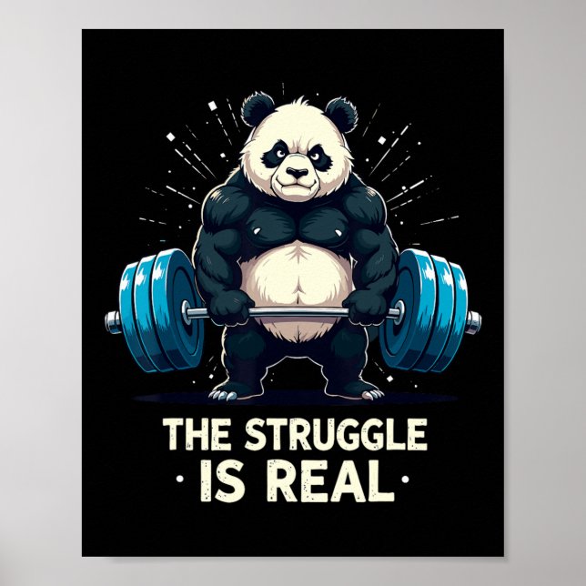 Kampen är en riktigt fin gym Panda Workout Motiv Poster (Framsidan)