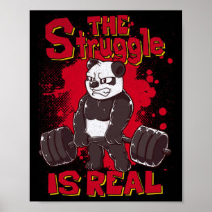 Kampen är en verkligt fin panda-gym Bodybuilding Poster