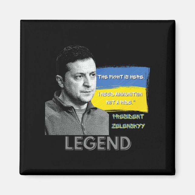 Kampen är här Ukrainas president Zelensky Legen Magnet (Framsidan)