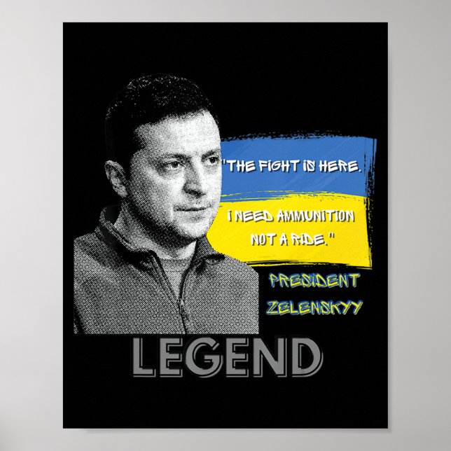 Kampen är här Ukrainas president Zelensky Legen Poster (Framsidan)