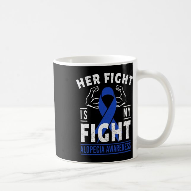 Kampen är min aktion Alopecia Awareness Blue Ribbo Kaffemugg (Höger)