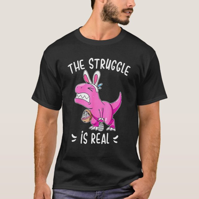 Kampen är mycket fin, Dinosaur Bunny Påsk H T Shirt (Framsida)