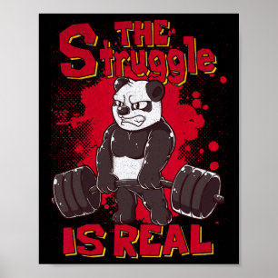 Kampen är sann Panda Shirt Fitness Gym Bodyb Poster