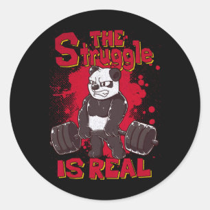 Kampen är sann Panda Shirt Fitness Gym Bodyb Runt Klistermärke