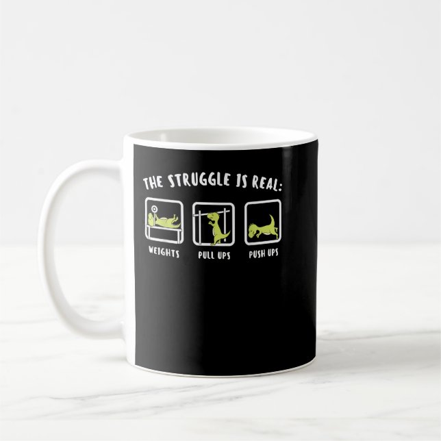 Kampen är verklig Dinosaur Fitness T-Rex Gym Lo Kaffemugg (Vänster)