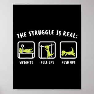Kampen är verklig Dinosaur Fitness T-rex Gym Lo Poster