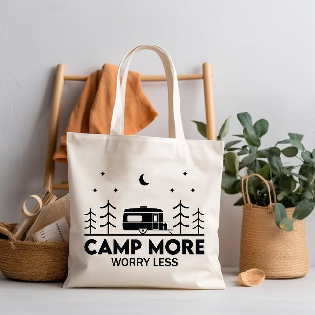 Kampen blir mer oroad mindre minimalistisk Äventyr Tygkasse (Camp more worry less minimalist Adventure Explore Tote Bag)