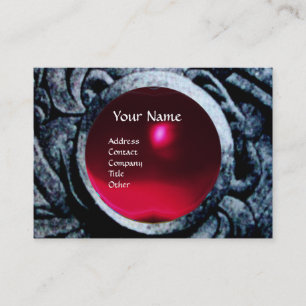 KAMPEN GRIFFINS MONOGRAM platinum black red ruby Visitkort