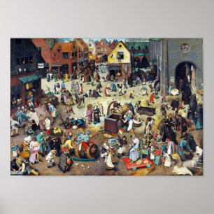 Kampen mellan karneval och utlånat, Bruegel Poster