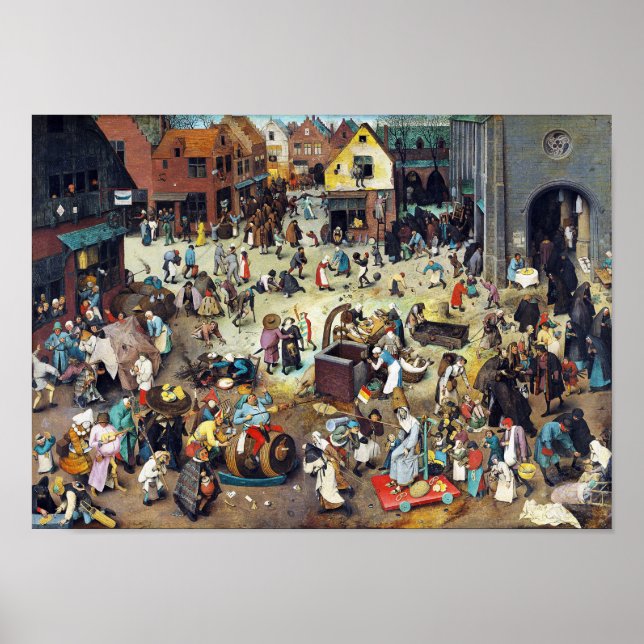 Kampen mellan karneval och utlånat, Bruegel Poster (Framsidan)