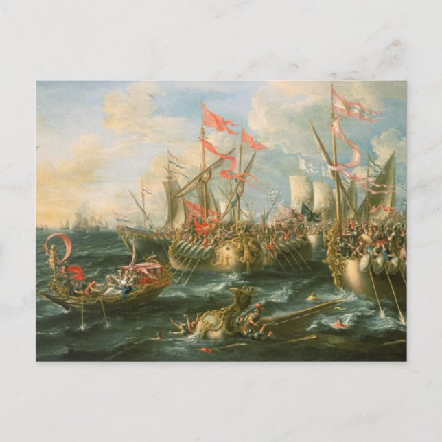 Kampen mot Actium, grekiska och romerska krigsfart Vykort (Framsida)