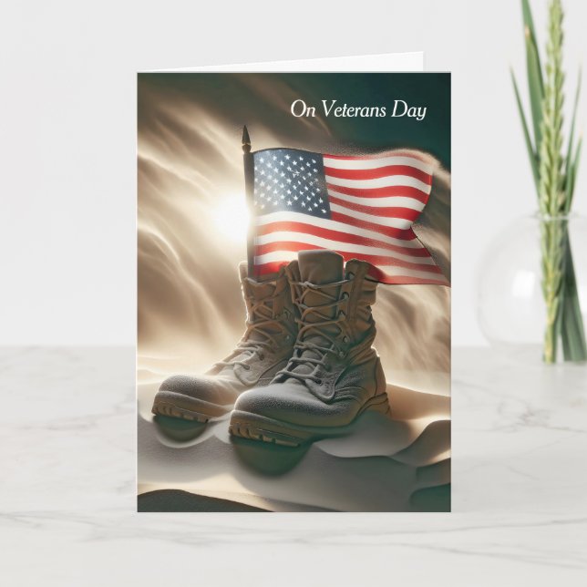 Kampen mot Boots och Flagga veteranernas dag Kort (Framsida)