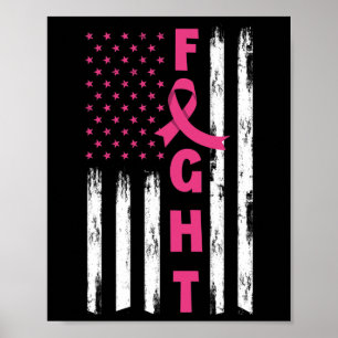 Kampen mot bröstcancer Amerikansk Flagga Bröstcanc Poster