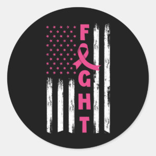 Kampen mot bröstcancer Amerikansk Flagga Bröstcanc Runt Klistermärke