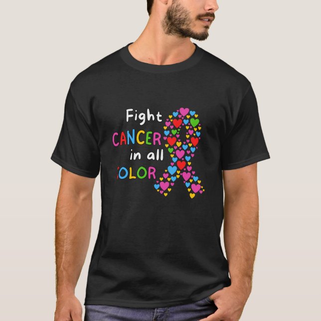 Kampen mot cancer i alla cancerhjärtan i Färg T Shirt (Framsida)