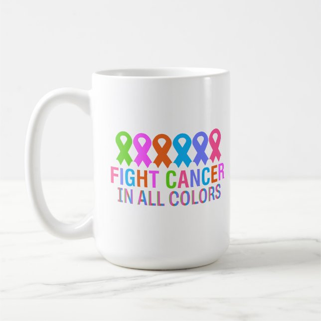 Kampen mot cancer i alla Färg-färgade cancerformer Kaffemugg (Vänster)