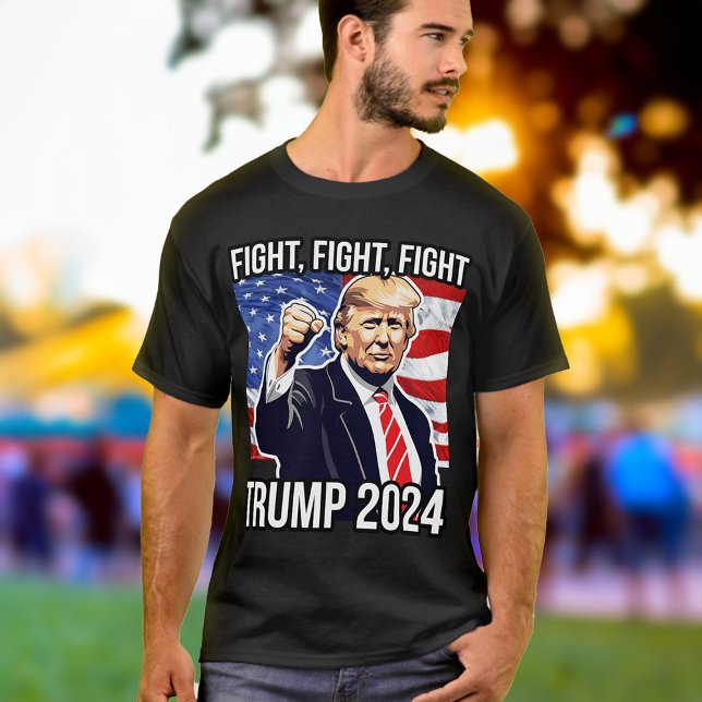 Kampen mot Donald Trump 2024 American Flagga T Shirt (donald trump 2024 fight fight fight tshirt)
