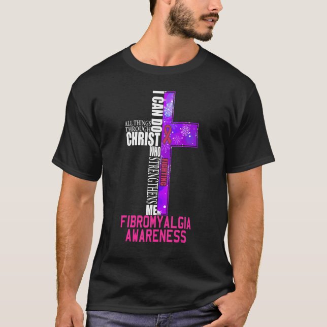 Kampen mot fibromyalgi Warrior Lila Ribbon Pain A T Shirt (Framsida)