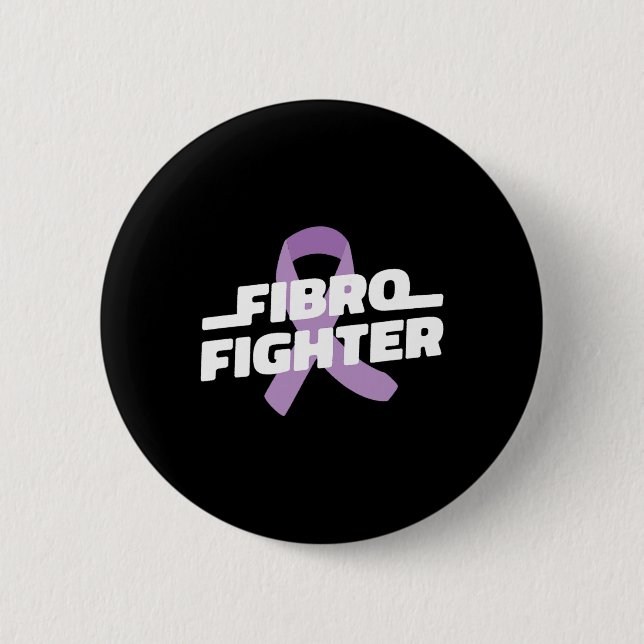 Kampen mot fibromyalgia Lila Ribbon Knapp (Framsida)