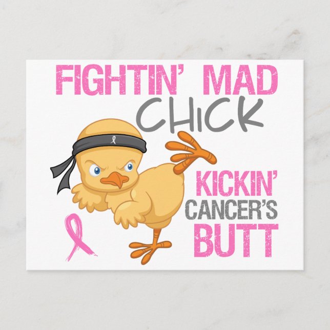 Kampen mot galna Chickar Bröstcancer Vykort (Framsida)