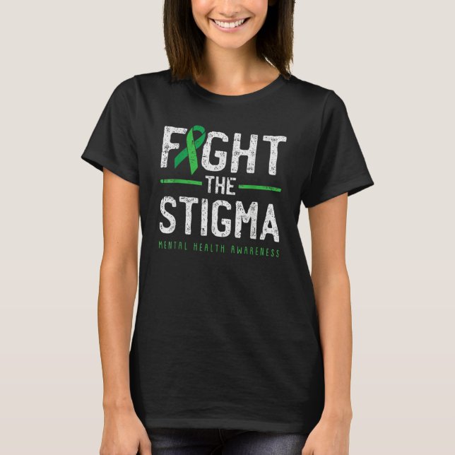 Kampen mot Grönten Stigma Mental Health Awareness  T Shirt (Framsida)